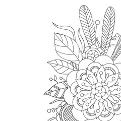 Card with a floral pattern. Coloring Book Page.
