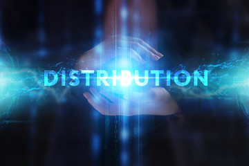 The concept of business, technology, the Internet and the network. A young entrepreneur working on a virtual screen of the future and sees the inscription: