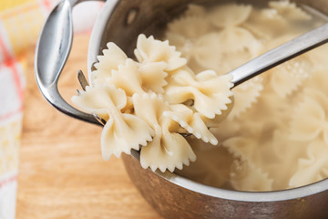 Home cooking pasta farfalle