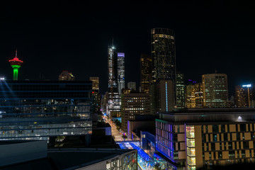 Downtown of Calgary at night, Calgary, Canada