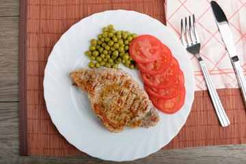 Grilled pork chop steak meat