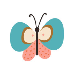 Super cute Butterfly Character - hand drawn illustration. Vector insect - Cartoon illustration. Beautiful concept drawing on a white background.