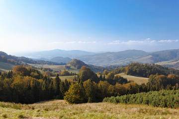 Mount Homole in Pieniny Mountains (Poland) in autumn.