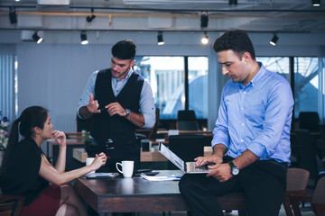 Executives Business people brainstorming and talking in meeting room, Professional leader discussion with team