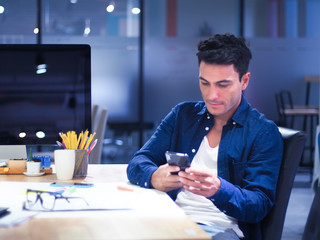 Executives Business people sitting and using smartphone for chat or social media connection in relaxing time