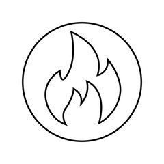 Fire icon. Outline black simple vector pictogram