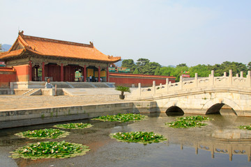 Chinese ancient architectural landscape in Eastern Royal Tombs of the Qing Dynasty，China