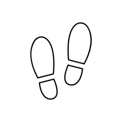 Footprint outline icon isolated on white background. Vector shoe print line illustration.