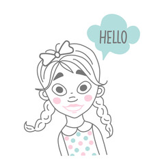 Advertising banner with cute girl in cartoon style