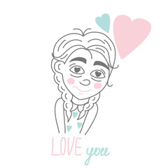 Advertising banner with cute girl in cartoon style