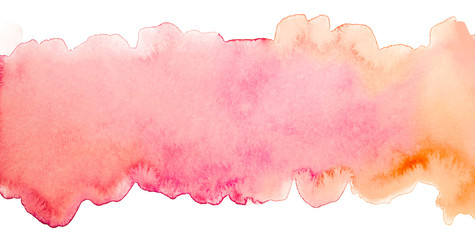 stripe watercolor background with pink and orange overflow, element for design of cards, print and web copyspace