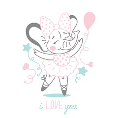 Obraz na płótnie Canvas Advertising banner cute dancing ballerina elephant