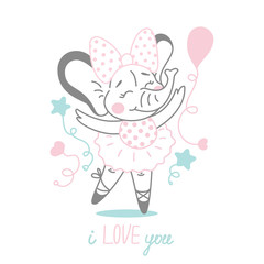 Advertising banner cute dancing ballerina elephant