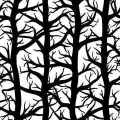 Black and white seamless pattern with trees