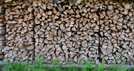 Orderly stack of firewood