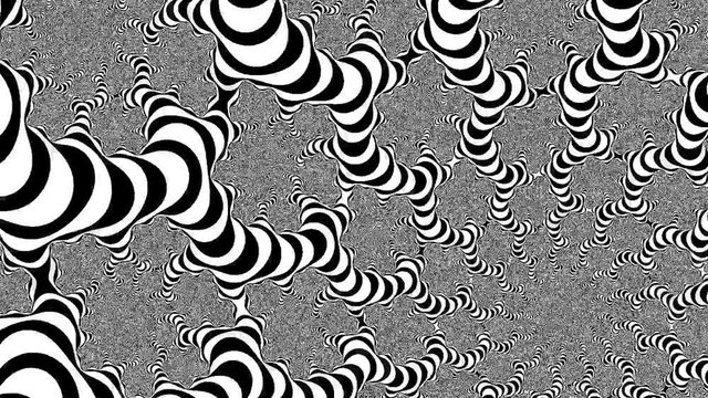 Panning of Julia Set. Mathematical fractal formed by iterating complex numbers, coloring black/white.