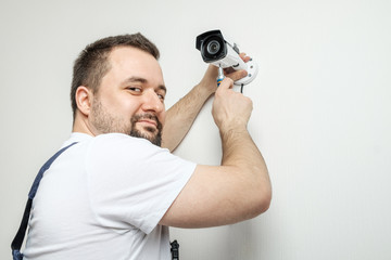 Professional CCTV technician working