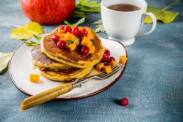Autumn pumpkin pancakes
