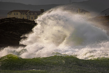 Crashing waves in North wales storm