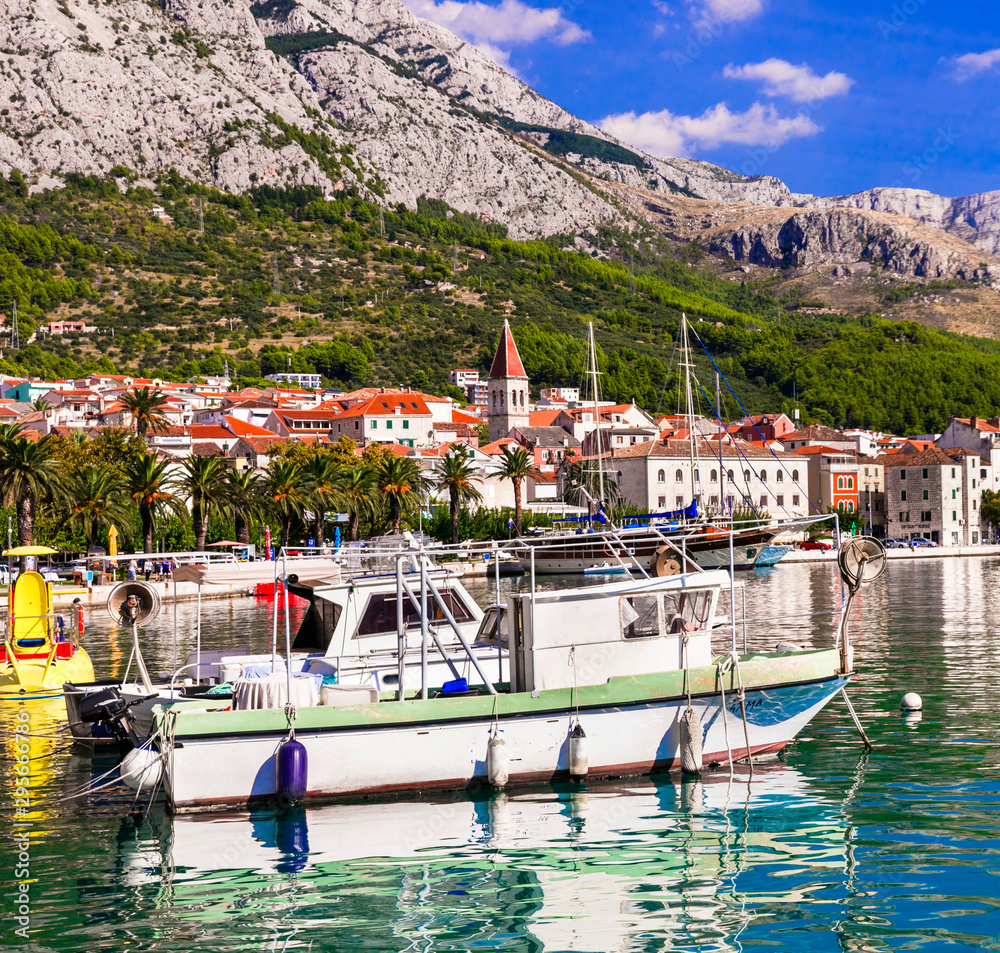 Wall mural beautiful adriatic coast. makarska riviera in croatia, makarska town