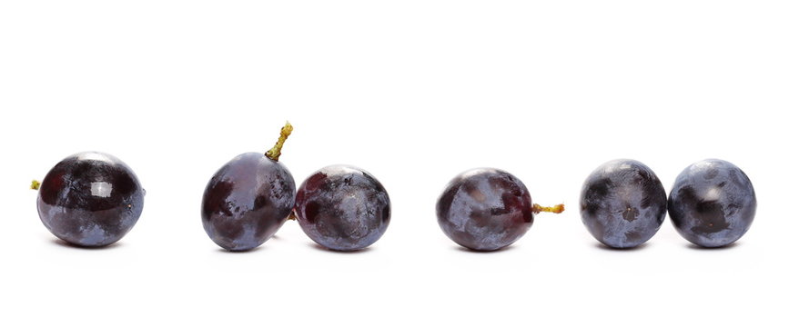 Fresh Black Muscat Grapes Isolated On White Background