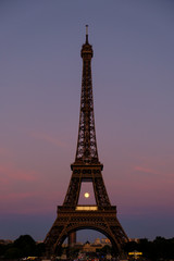 Fototapeta na wymiar Eiffel Tower in sunset with the Moon
