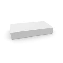 Empty white box with lid on white isolated background