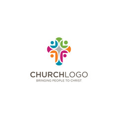Social Church Group Logo colorful . Church logo. Christian symbols. People worshiped the Lord Jesus
