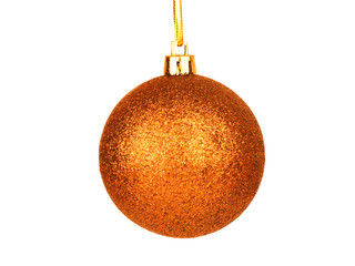 Brown christmas ball with sparkles on a white isolated background