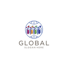 Global Group People Logo . People human world earth global logo