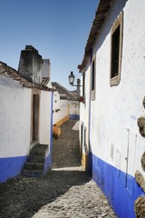 A narrow alley in the old town of Obidos, Portugal