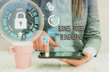 Conceptual hand writing showing Business Process Re Engineering. Concept meaning the analysis and...