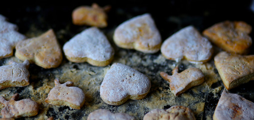 shortbread cookies on a baking sheet baked in the oven