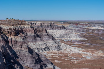 Landscape of Blue Mesa badlands in Petrified Forest National Park in Arizona