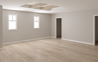 Realistic mock up of empty interior room apartment. 3d render