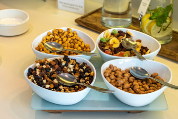 table with different kinds of snacks