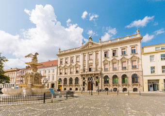 Fototapeta na wymiar Szczecin. White Eagle Square with historic urban architecture, sunny day