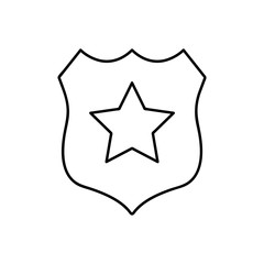 Police badge line icon. Thin linear graphic pictogram for web site, mobile application. Logo illustration. Eps10.