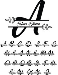 decoration letter monogram, sign monogram name, leaf monogram - obrazy, fototapety, plakaty