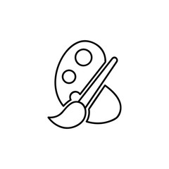 Paint brush with palette line icon. outline vector sign, linear pictogram isolated on white. logo illustration