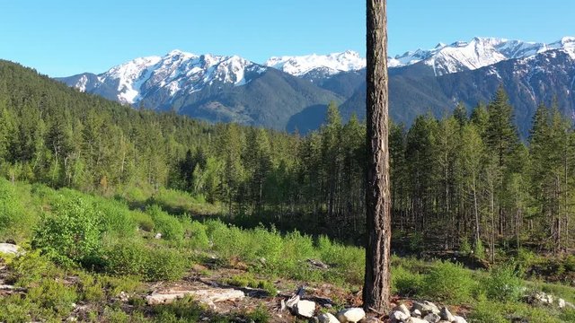 Aerial view at mountains in British Columbia, Canada. 4K.