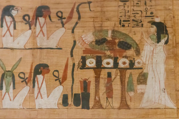 Close-up of the ancient egyptian papyrus
