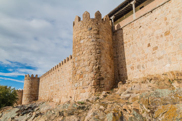 Fortification walls of the old town in Avila, Spain.