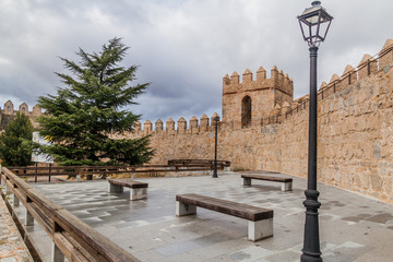 Fortification walls of the old town in Avila, Spain.