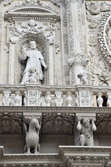 Details  of the Holy Cross Cathedral in Lecce, Italy