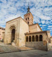 Fototapeta na wymiar View of San Martin church in the old town of Segovia, Spain