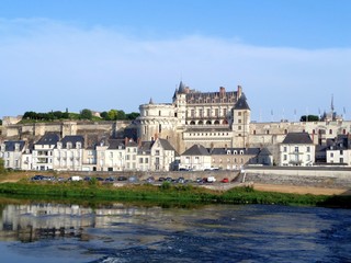 Fototapeta na wymiar Le château royal dominant la ville d’Amboise au bord de la Loire