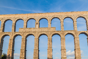 Fototapeta na wymiar View of the Roman Aqueduct in Segovia, Spain