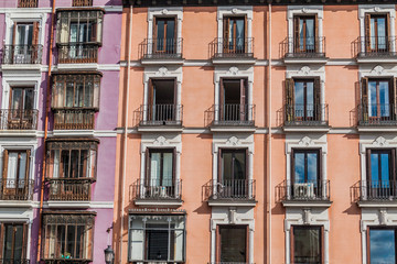 Fototapeta na wymiar Typical houses with balconies in Madrid, Spain