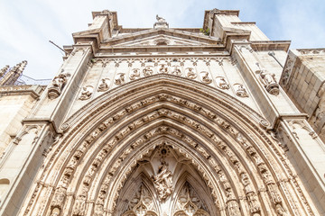 Gothic portal of Toledo cathedral, Spain